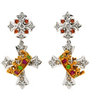 ノンブランド NON BRAND ダイヤピアス ホワイトゴールド K18WG K18YG ダイヤモンド ルビー サファイア デマントイドガーネット ピアス マルチカラー 十字架 王冠 クロス