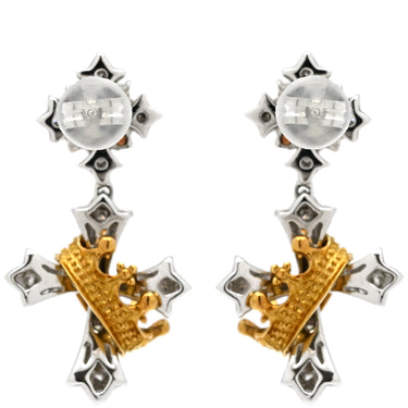 ノンブランド NON BRAND ダイヤピアス ホワイトゴールド K18WG K18YG ダイヤモンド ルビー サファイア デマントイドガーネット ピアス マルチカラー 十字架 王冠 クロス