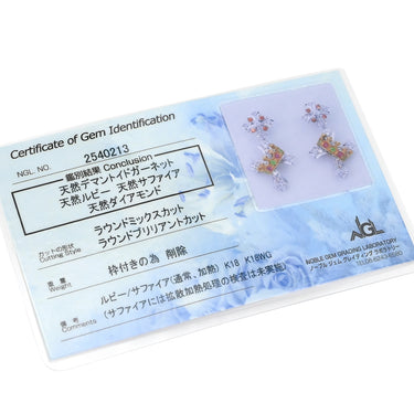 ノンブランド NON BRAND ダイヤピアス ホワイトゴールド K18WG K18YG ダイヤモンド ルビー サファイア デマントイドガーネット ピアス マルチカラー 十字架 王冠 クロス