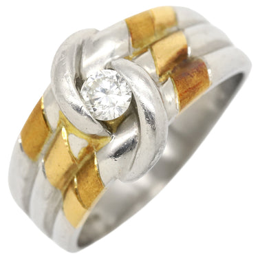 ノンブランド NON BRAND ダイヤリング イエローゴールドXプラチナシルバー Pt900 K18YG ダイヤモンド リング 指輪 コンビリング 1Pダイヤ 17号