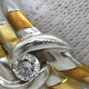 ノンブランド NON BRAND ダイヤリング イエローゴールドXプラチナシルバー Pt900 K18YG ダイヤモンド リング 指輪 コンビリング 1Pダイヤ 17号