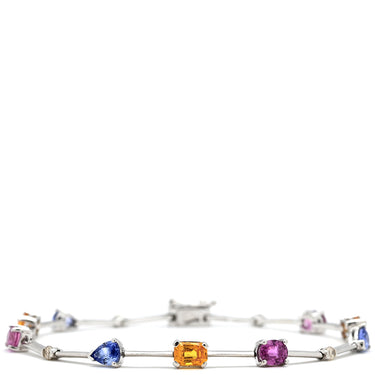 ノンブランド NON BRAND サファイア ダイヤ ホワイトゴールド K18WG サファイア ダイヤモンド ブレスレット マルチカラー 750 18K 18金