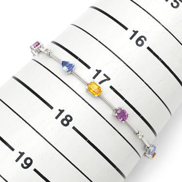 ノンブランド NON BRAND サファイア ダイヤ ホワイトゴールド K18WG サファイア ダイヤモンド ブレスレット マルチカラー 750 18K 18金