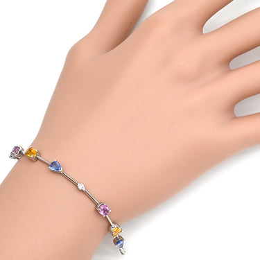 ノンブランド NON BRAND サファイア ダイヤ ホワイトゴールド K18WG サファイア ダイヤモンド ブレスレット マルチカラー 750 18K 18金