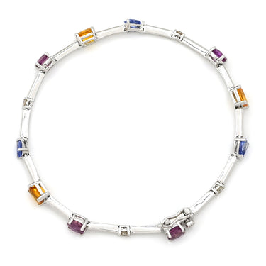 ノンブランド NON BRAND サファイア ダイヤ ホワイトゴールド K18WG サファイア ダイヤモンド ブレスレット マルチカラー 750 18K 18金