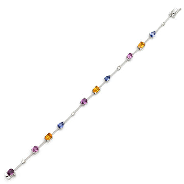 ノンブランド NON BRAND サファイア ダイヤ ホワイトゴールド K18WG サファイア ダイヤモンド ブレスレット マルチカラー 750 18K 18金