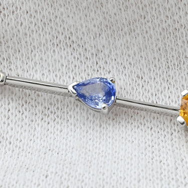 ノンブランド NON BRAND サファイア ダイヤ ホワイトゴールド K18WG サファイア ダイヤモンド ブレスレット マルチカラー 750 18K 18金