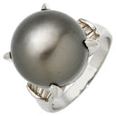 ノンブランド NON BRAND 黒蝶パール ダイヤリング プラチナシルバー Pt900 パール ダイヤモンド リング 指輪 1粒 1P 16.5号