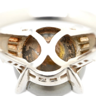 ノンブランド NON BRAND 黒蝶パール ダイヤリング プラチナシルバー Pt900 パール ダイヤモンド リング 指輪 1粒 1P 16.5号