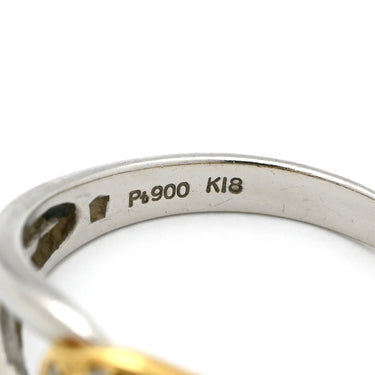 ノンブランド NON BRAND ダイヤ コンビリング イエローゴールドXプラチナシルバー K18YG Pt900 ダイヤモンド リング 指輪 4Pダイヤ 13号