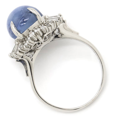 ノンブランド NON BRAND ブルースターサファイア ダイヤリング プラチナシルバー Pt900 サファイア リング 指輪 青 12.5号