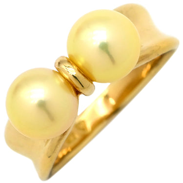ノンブランド NON BRAND ゴールデンパール リング イエローゴールド K18YG あこやパール リング 指輪 あこやパール 2粒 2P 750 YG 金 13号