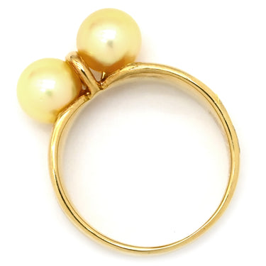 ノンブランド NON BRAND ゴールデンパール リング イエローゴールド K18YG あこやパール リング 指輪 あこやパール 2粒 2P 750 YG 金 13号