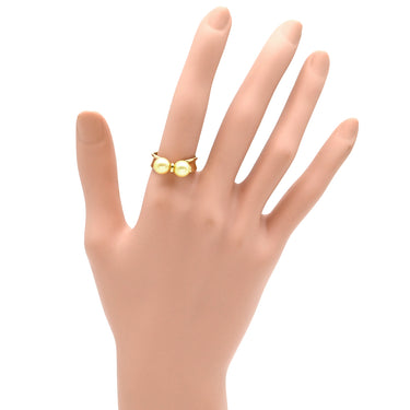 ノンブランド NON BRAND ゴールデンパール リング イエローゴールド K18YG あこやパール リング 指輪 あこやパール 2粒 2P 750 YG 金 13号