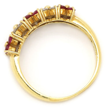 ノンブランド NON BRAND ルビー ダイヤリング イエローゴールド K18YG ルビー ダイヤモンド リング 指輪 レッド 赤 花モチーフ 9.5号