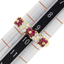 ノンブランド NON BRAND ルビー ダイヤリング イエローゴールド K18YG ルビー ダイヤモンド リング 指輪 レッド 赤 花モチーフ 9.5号