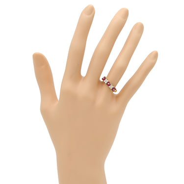 ノンブランド NON BRAND ルビー ダイヤリング イエローゴールド K18YG ルビー ダイヤモンド リング 指輪 レッド 赤 花モチーフ 9.5号