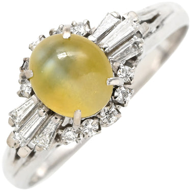 ノンブランド NON BRAND キャッツアイ ダイヤリング プラチナシルバー Pt900 クリソベリルキャッツアイ ダイヤモンド リング 指輪 猫目石 23号