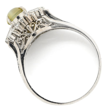 ノンブランド NON BRAND キャッツアイ ダイヤリング プラチナシルバー Pt900 クリソベリルキャッツアイ ダイヤモンド リング 指輪 猫目石 23号