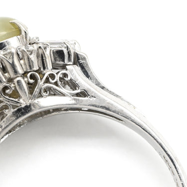 ノンブランド NON BRAND キャッツアイ ダイヤリング プラチナシルバー Pt900 クリソベリルキャッツアイ ダイヤモンド リング 指輪 猫目石 23号