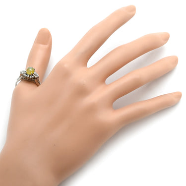 ノンブランド NON BRAND キャッツアイ ダイヤリング プラチナシルバー Pt900 クリソベリルキャッツアイ ダイヤモンド リング 指輪 猫目石 23号