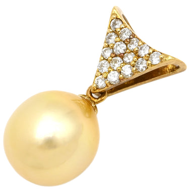 ノンブランド NON BRAND パール ダイヤ イエローゴールド K18YG パール ダイヤモンド ペンダントトップ 白蝶パール