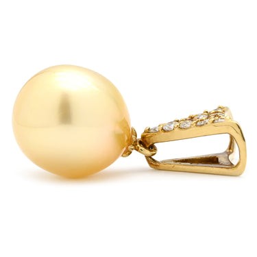 ノンブランド NON BRAND パール ダイヤ イエローゴールド K18YG パール ダイヤモンド ペンダントトップ 白蝶パール