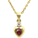 ノンブランド NON BRAND ルビー ダイヤ ハートペンダント イエローゴールド K18YG ルビー ダイヤモンド K14 ネックレス 750 18K