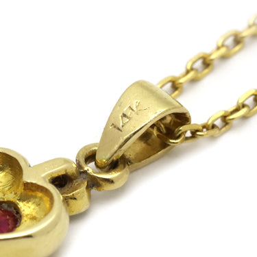 ノンブランド NON BRAND ルビー ダイヤ ハートペンダント イエローゴールド K18YG ルビー ダイヤモンド K14 ネックレス 750 18K