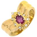 ノンブランド NON BRAND ルビー ダイヤ リング イエローゴールド K18YG ルビー ダイヤモンド リング 指輪 Au750 18K 18金 レッド 赤 7.5号