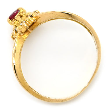 ノンブランド NON BRAND ルビー ダイヤ リング イエローゴールド K18YG ルビー ダイヤモンド リング 指輪 Au750 18K 18金 レッド 赤 7.5号