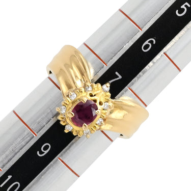 ノンブランド NON BRAND ルビー ダイヤ リング イエローゴールド K18YG ルビー ダイヤモンド リング 指輪 Au750 18K 18金 レッド 赤 7.5号