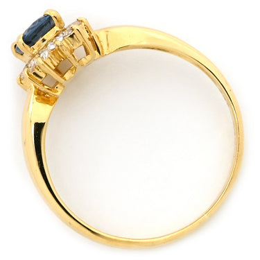 ノンブランド NON BRAND ブルーサファイア ダイヤ イエローゴールド K18YG サファイア ダイヤモンド リング 指輪 青 9.5号