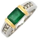 ノンブランド NON BRAND エメラルド ダイヤモンド リング プラチナシルバー×イエローゴールド×エメラルドグリーン Pt900 K18YG ダイヤモンド エメラルド リング 指輪 グリーン 緑 13.5号