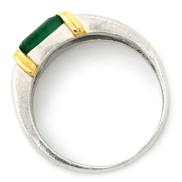 ノンブランド NON BRAND エメラルド ダイヤモンド リング プラチナシルバー×イエローゴールド×エメラルドグリーン Pt900 K18YG ダイヤモンド エメラルド リング 指輪 グリーン 緑 13.5号