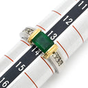 ノンブランド NON BRAND エメラルド ダイヤモンド リング プラチナシルバー×イエローゴールド×エメラルドグリーン Pt900 K18YG ダイヤモンド エメラルド リング 指輪 グリーン 緑 13.5号