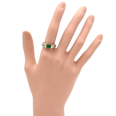 ノンブランド NON BRAND エメラルド ダイヤモンド リング プラチナシルバー×イエローゴールド×エメラルドグリーン Pt900 K18YG ダイヤモンド エメラルド リング 指輪 グリーン 緑 13.5号