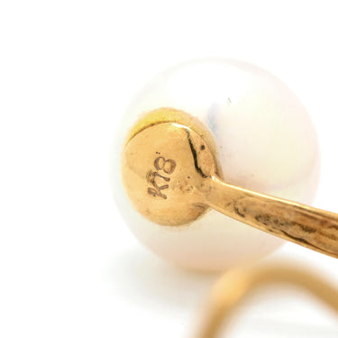 ノンブランド NON BRAND パールホワイト×イエローゴールド K18YG パール イヤリング Au750 18K 18金 イエローゴールド あこや パール 真珠 1P 1粒