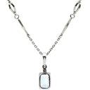 ノンブランド NON BRAND ライトブルー×プラチナシルバー Pt850 アクアマリン ネックレス 水色 アクアマリン スクエア バケットカット ダイヤ プラチナ