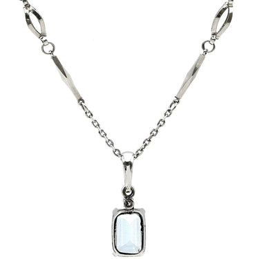 ノンブランド NON BRAND ライトブルー×プラチナシルバー Pt850 アクアマリン ネックレス 水色 アクアマリン スクエア バケットカット ダイヤ プラチナ