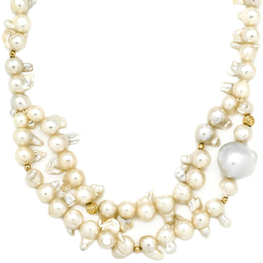 ノンブランド NON BRAND バロックパール ホワイト パール GP ネックレス ゴールド金具