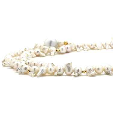 ノンブランド NON BRAND バロックパール ホワイト パール GP ネックレス ゴールド金具