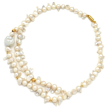 ノンブランド NON BRAND バロックパール ホワイト パール GP ネックレス ゴールド金具