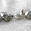 ノンブランド NON BRAND バロックパール ロングネックレス グレーXホワイト パール ネックレス