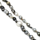 ノンブランド NON BRAND バロックパール ロングネックレス グレーXホワイト パール ネックレス