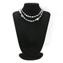 ノンブランド NON BRAND バロックパール ロングネックレス グレーXホワイト パール ネックレス