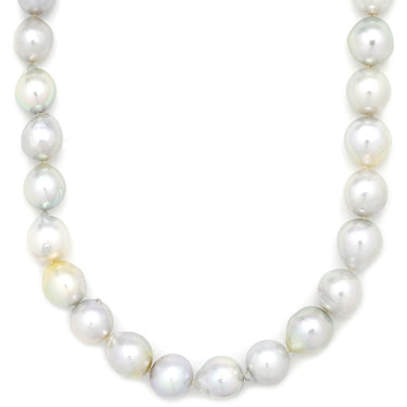 ノンブランド NON BRAND パール ロングネックレス パールホワイトXホワイトゴールド K14WG パール ネックレス アコヤパール ライトグレー