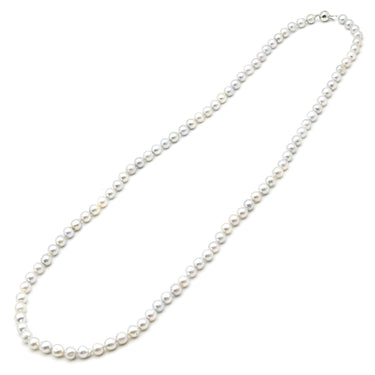 ノンブランド NON BRAND パール ロングネックレス パールホワイトXホワイトゴールド K14WG パール ネックレス アコヤパール ライトグレー