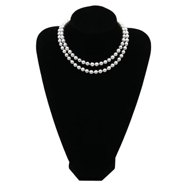 ノンブランド NON BRAND パール ロングネックレス パールホワイトXホワイトゴールド K14WG パール ネックレス アコヤパール ライトグレー