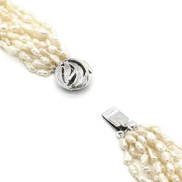 ノンブランド NON BRAND 淡水パール 10連 パールホワイトXシルバー シルバー パール ネックレス 白